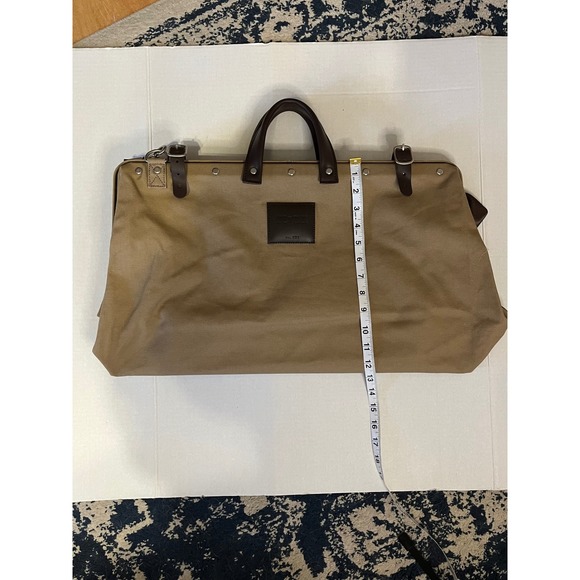 Line of Trade No. 0312 Tan Canvas Leather Trim Weekender Duffel Bag Mens Travel - Picture 10 of 11